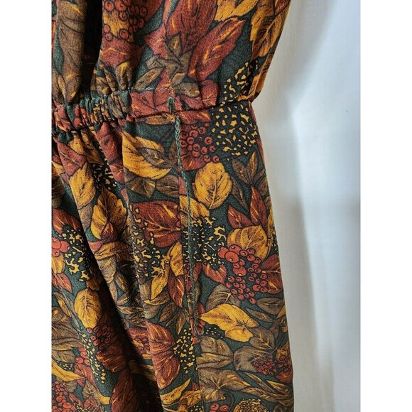 Vtg Talbots Petites Sz 8 100% Silk Cottage Witchy Faux Wrap Dress Fall Floral - Picture 7 of 7